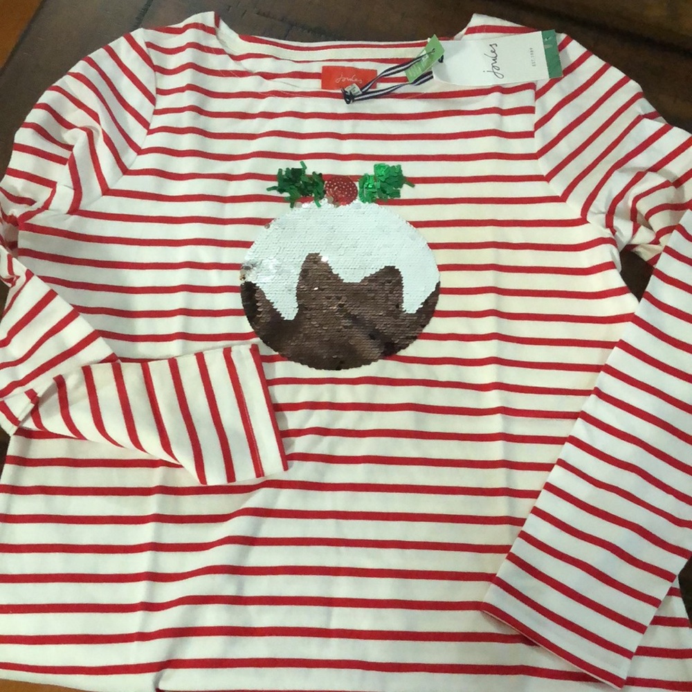 Joules Red and White Long Sleeve Shirt NWT